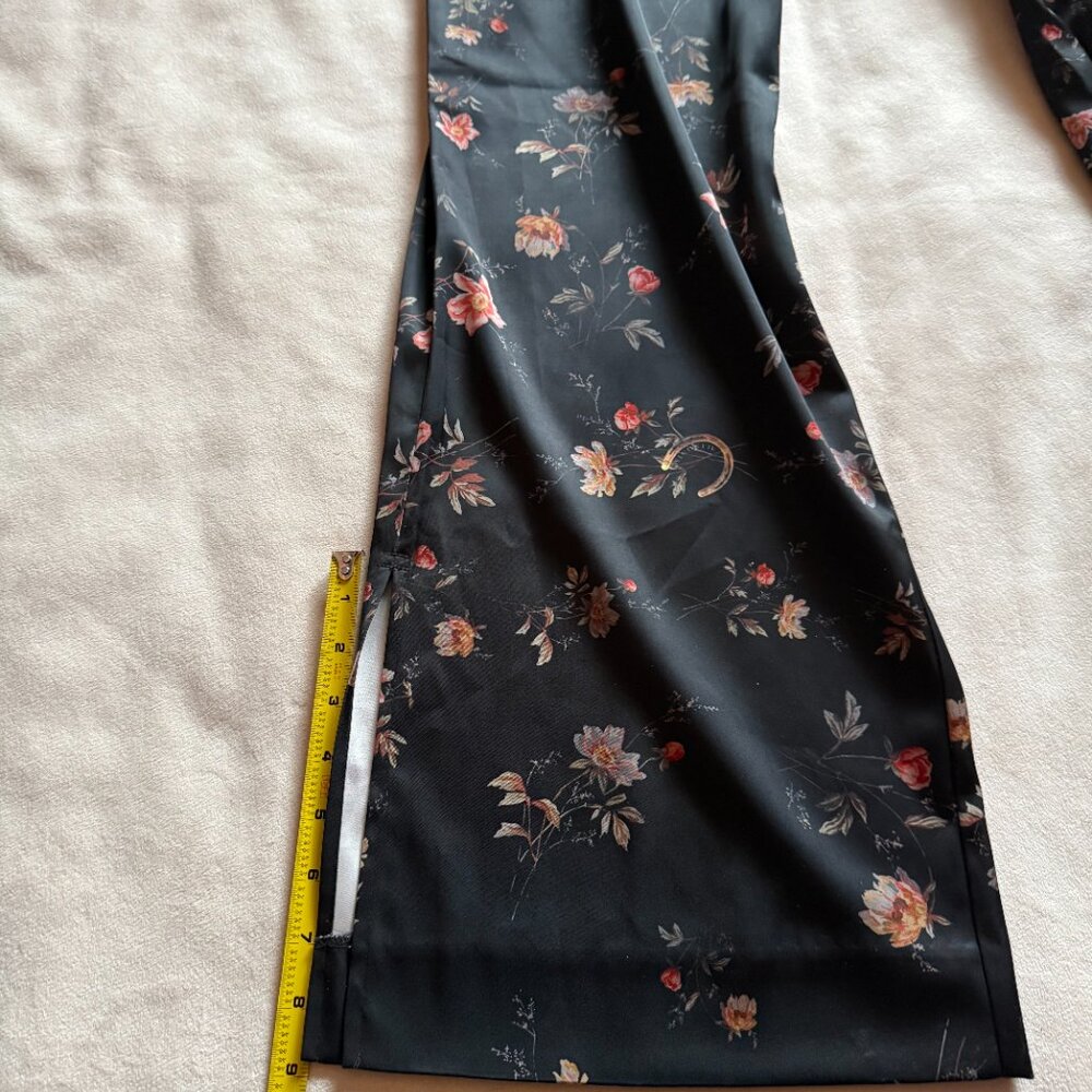 All Saints Black Floral Satin Trousers - Picture 8 of 11